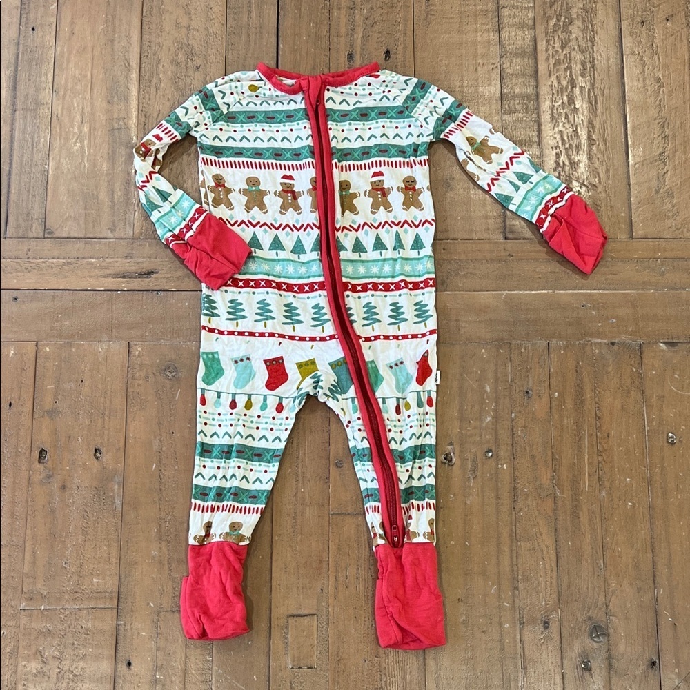 Little Sleepies Red and Green Holiday gingerbread bamboo pajamas 3-6 months